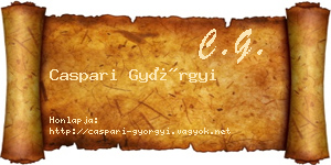 Caspari Györgyi névjegykártya
